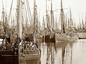 Fishing boats, Grimsby Docks, Victorian period