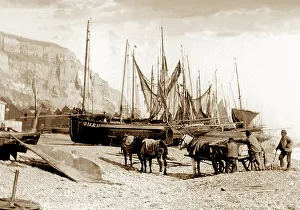 Fishing boats, Hastings, early 1900s