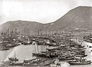 New Images May Prints: Fishing boats, Hong Kong, circa 1880s. Date: circa 1880s