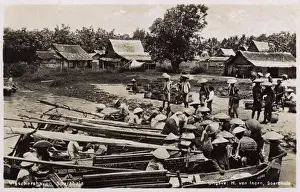 Jakarta Prints: Fishing boats in Surabaya, East Java, Indonesia