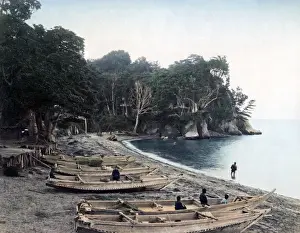 Fishing boats at Tomioka, Fukushima, Japan, circa 1880s