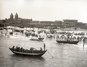 Madras Prints: Fishing boats, and view of Madras from the Jetty