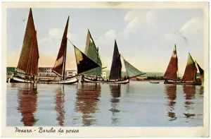 Pesaro Prints: Fishing boats on the water, Pesaro, Italy