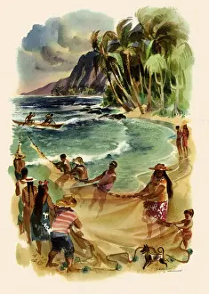 Surround Prints: Fishing in Hawaii Date: 1950