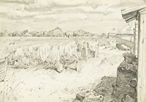 Breezy Prints: Fishing nets hanging on racks