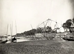 Hankou Prints: Fishing nets at Hankow Hankou China