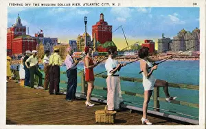 Skyline Prints: Fishing off the Million Dollar Pier, Atlantic City, NJ, USA