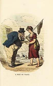 Rudolph Ackermann Prints: A fishwife selling shellfish on a Kent beach
