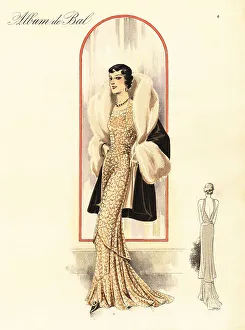 Ball Gown Prints: Fitted evening frock of cered lace, 1935