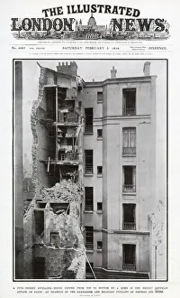 Images Dated 25th January 2021: A five-storey dwellings heavily damaged by a bomb by a zeppelin attack. Date: 1916