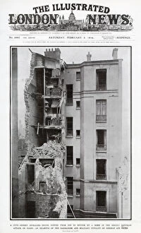 Ripped Gallery: A five-storey dwellings heavily damaged by a bomb by a zeppelin attack. Date: 1916