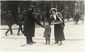 Funds Prints: Flag Day, WW1, little boy in miniature uniform