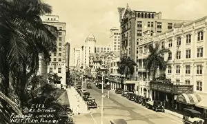 Courthouse Prints: Flagler street looking West. Miami, Florida