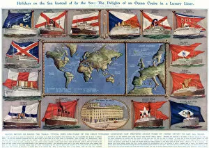 Images Dated 2nd February 2011: Flags and Ships of the Great Steamship Companies, 1932