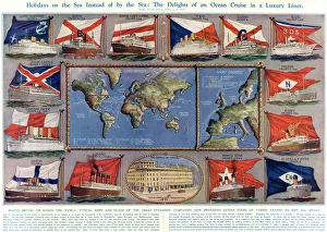 Images Dated 2nd February 2011: Flags and Ships of the Great Steamship Companies, 1932
