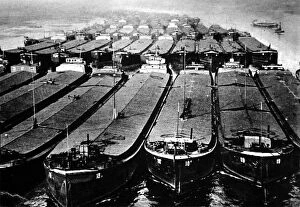 Images Dated 12th October 2004: Fleet of German Commercial Barges; Second World War, c.1940