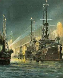 The Fleet Illuminated by Electric Lights