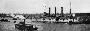 Fleet returning from Santiago, New York Harbour, USA