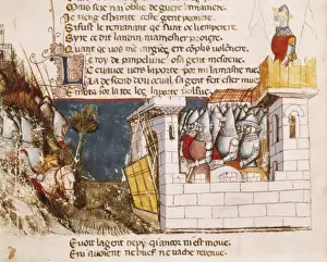 Despagne Prints: Fleet sheltered in a castle with the drawbridge