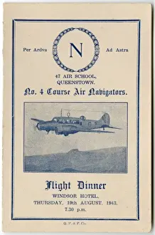 Queenstown Prints: Flight Dinner menu card for 47 Air School