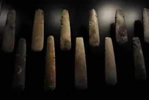 Scandinavia Prints: Flint axes for sacrifice. Sigersdal Mose. C. 3500 BC