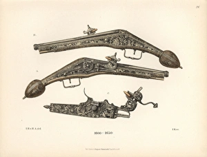 Flintlock pistol with engraved stock and handle Flintlock pistol with engraved stock and handle