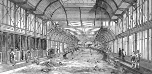 The Floating Swimming Bath, Charing Cross, London, 1875
