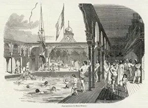Seine Prints: Floating swimming bath in the Seine, Paris, France