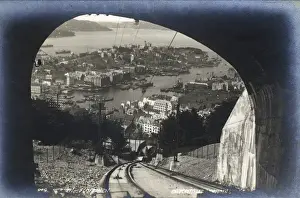 Bergen Prints: The Floibanen cable car to Mount Floyen, Bergen, Norway