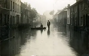 Flooded Prints: Flooded Street, Thought to be Lowestoft, Suffolk