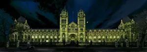 Floodlit view of the Natural History Museum, London