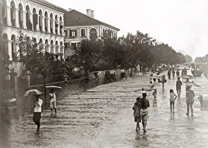 Flooding Prints: Floods along the Bund, Hankow (Hankou) China, c. 1890 s