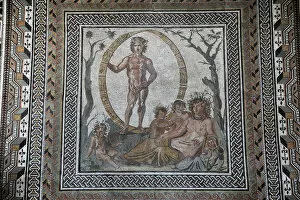 Wheel Gallery: Floor mosaic. About 200 AD. Aion, god of Eternity, surrounde