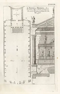 Alcove Prints: Floor plan and interior of the Temple of Minerva, Rome