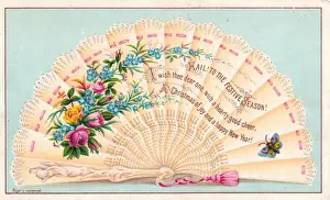 Floral fan on a Christmas and New Year card