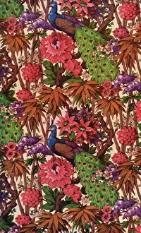 Images Dated 31st August 2012: Floral peacock pattern for fabric