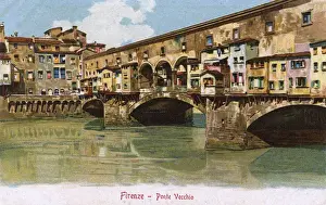 Firenze Prints: Florence (Firenze), Italy - the famous Ponte Vecchio
