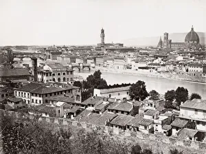 Firenze Prints: Florence, Firenze, across the River Arno, Italy