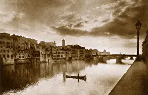 Firenze Prints: Florence, Italy - The River Arno - Ponte a S. Trinita