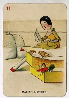 Upton Prints: Florence Upton playing cards - Making Clothes
