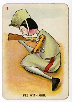 Upton Prints: Florence Upton playing cards - Peg with Gun