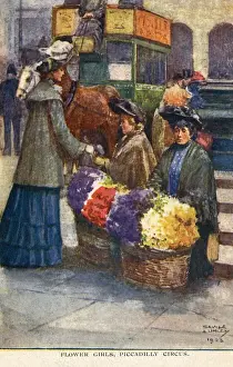 Blooms Prints: Flower Girls at Piccadilly Circus, London