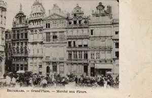 Brussels Prints: Flower Market, Grand Place, Brussels, Belgium