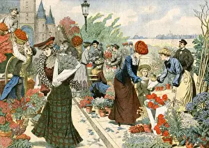 Marche Prints: Flower Market, Paris