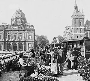 Michaels Prints: Flower Market, St. Michael's Bridge, Paris, France