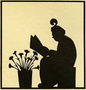Flower-seller in silhouette