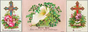 Resurrection Prints: Flowers, cherubs and crosses on an Easter card
