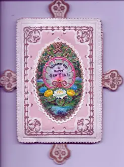 Flowers on a lily pond on a New Year card