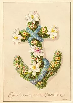 Anchors Gallery: Flowers in the shape of an anchor on a Christmas card