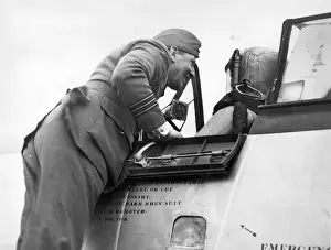 Flt Lt M J Adam in the cockpit of the Bristol 138A K4879